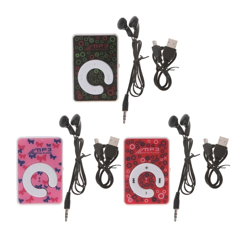 Мини клип точка круг шаблон Музыка MP3 плеер Поддержка TF карта + мини USB кабель