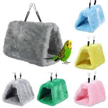 Fashion Solid Pet Bird Parrot Plush Parakeet Budgie Warm Triangle Hammock Cage Hut Tent Bed Hanging Cave