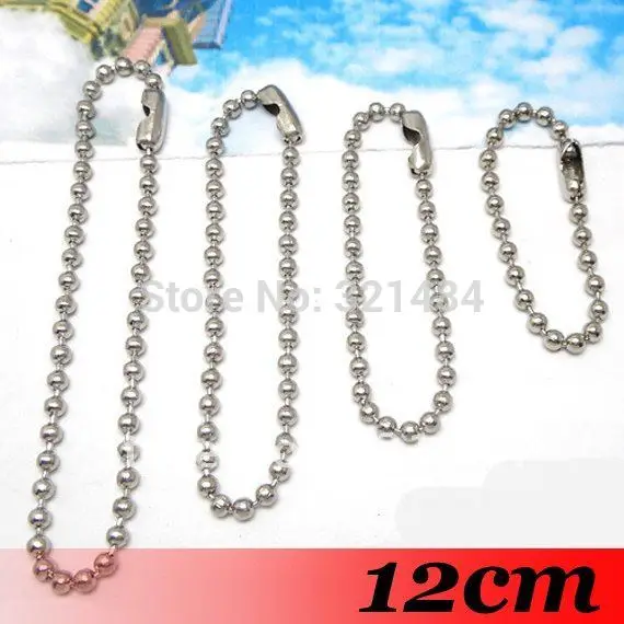 

Free ship! Rhodium Dull Silver Plated 1000PCS 12cm 2.4mm Ball Chains Link with Connector For Scrabble Tiles Key Chains Tags