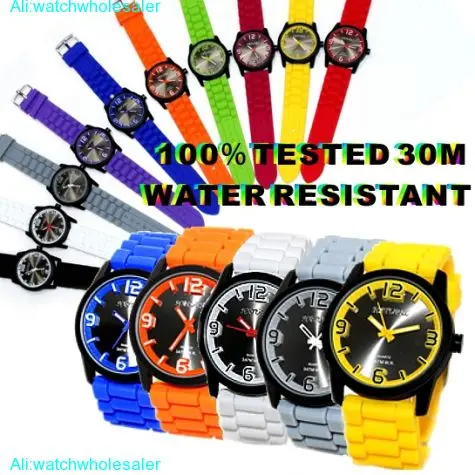 FW848B Water Resist Silicone White Band Men Women 100% Tested 3ATM Fashion Watch