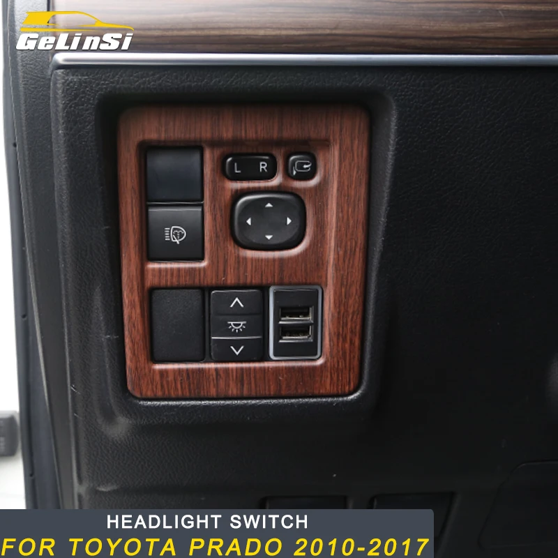 

Gelinsi For Toyota Prado 2018 Car Styling Front Light Headlight Lamp Switch Button Panel Trim Frame Sticker Interior Accessorie