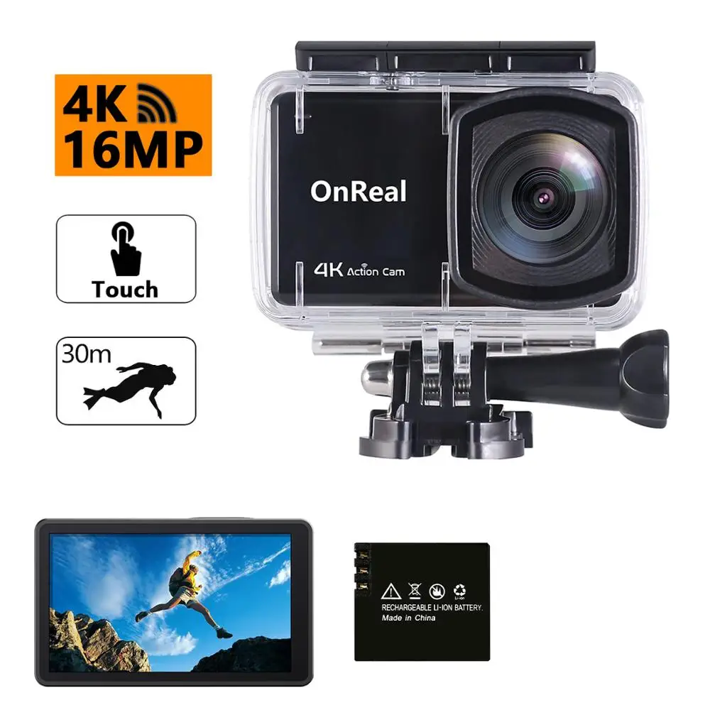 EIS Спортивная Экшн камера OnReal B1 + 4K 6P стекло Рыбий глаз объектив NTK96660 2 45 дюймов