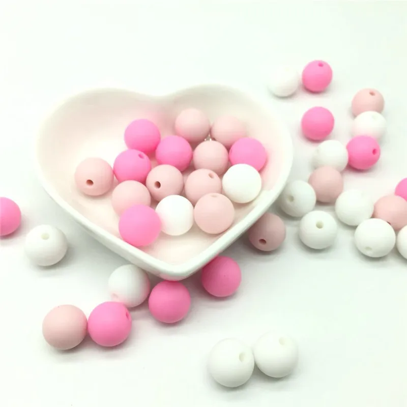 12 мм круглые силиконовые бусины Girly Pinky Mix 40 шт. Детские Прорезыватели DIY ювелирные