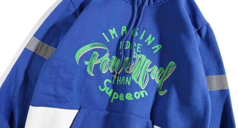 YouthCodes 3M Reflective Hoodies Men Cotton Leaf Weed Hip Hop Navy Blue Printing Streetwear Justin Bieber Sweatshirt Men Winter