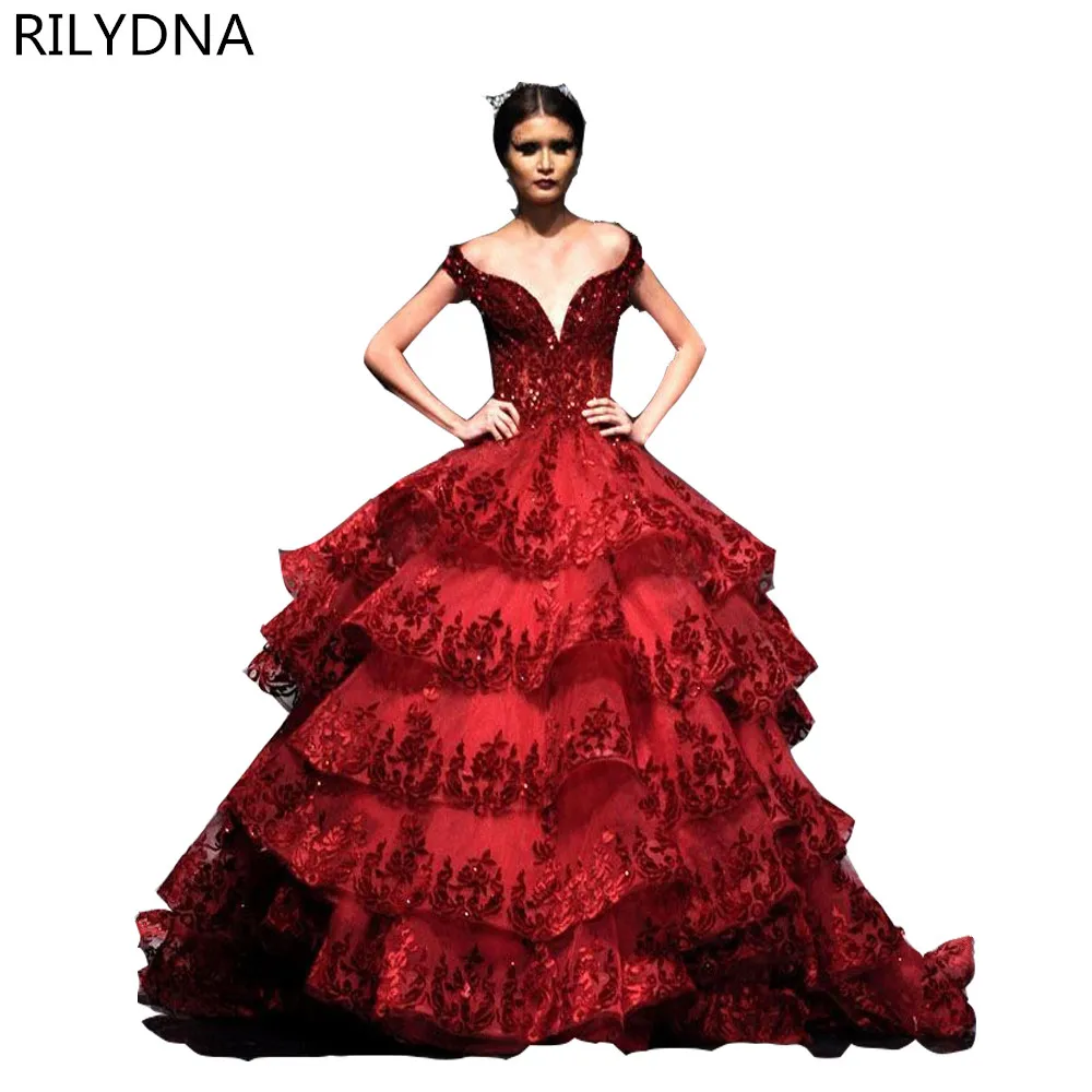 

Luxury Tulle Ball Gown Sweet 16 Dresses Puffy Wine Red Quinceanera Dress 2019 Burgundy Vestidos de 15 anos Beads Crystal Princes