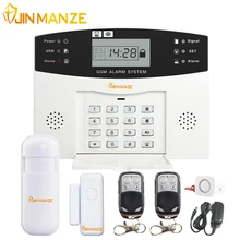 JINMANZE Wireless 433MHz Home Burglar Security SIM SMS GSM Alarm System PIR Detector Door Sensor Metal Remote Control Kit