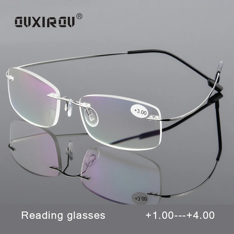 

Fashion Rimless Reading Glasses Man Woman Memory Titanium Presbyopic Eyeglasses +1.0 +1.5 +2.0 +2.5 +3.0 +3.5 +4.0 s0-2