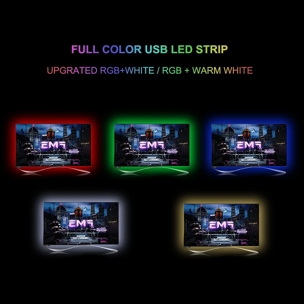 USB светодиодные полосы света 5050 RGB RGBW rgbww 50 см 1 м 2 м с RF пульт дистанционного управления для ПК ТВ задний план освещение гибкие светодиодные