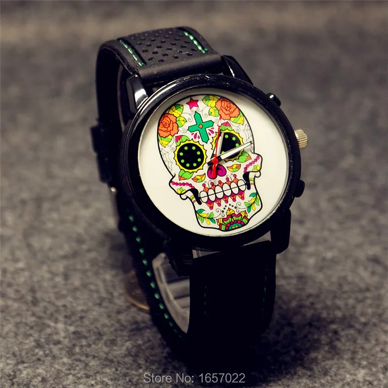 Man fashion simplity style skull font b watch b font face retro wristwatches font b women Man fashion simplity style skull font b watch b font face retro wristwatches font b women