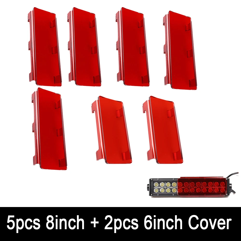 

52inch Led Light Bar Snap on Red Lens Cover Protective Shell Set 6" & 8" Fit for Straight / Curved LED light Bar Offroad SUV