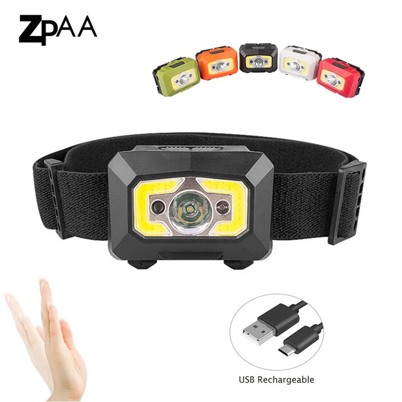 

Mini Headlamp 3000 Lumen COB LED Head Lamp Motion Sensor USB Rechargeable Head Flashlight Cap Lamp,White+Red Dual Lights