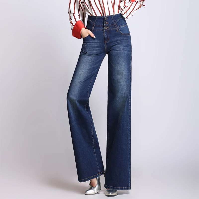 Повседневные джинсы из денима с высокой талией, широкие брюки для женщин, большие размеры, весна-осень, новая мода, 3 цвета, run0701