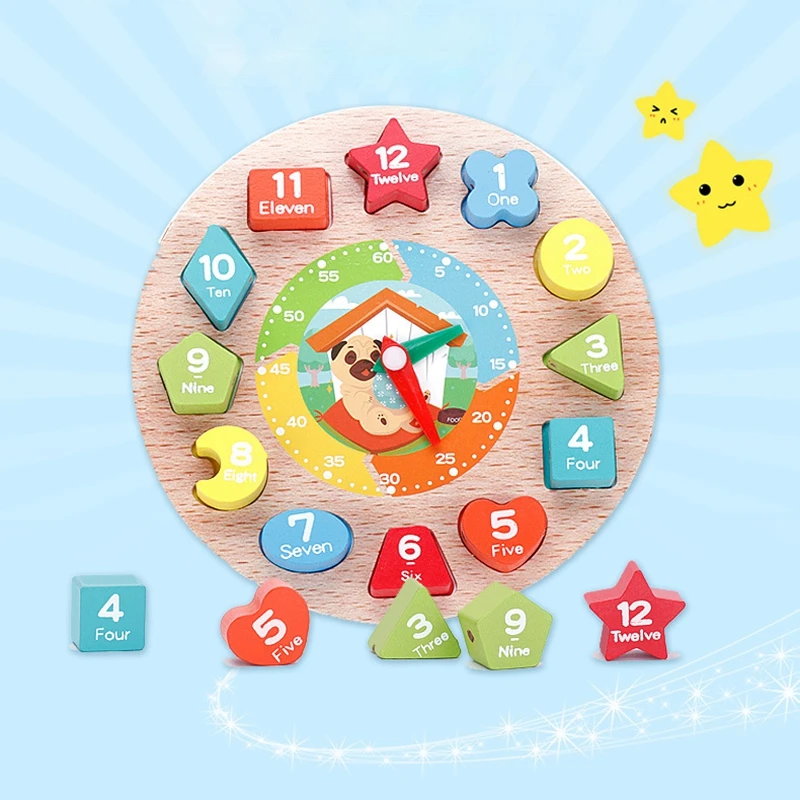 

Wooden Digital Clock Toys For Children Early Learning Puzzle Color Shape Cognitive Matching Digital Stringing Beads Clock Toys