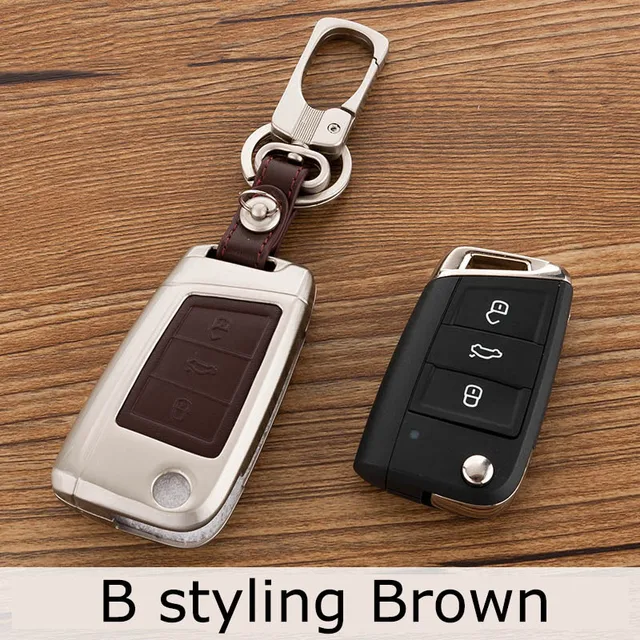 Zinc Alloy+Leather Car Remote Key Cover Case For Skoda Octavia 1 2 3 A5
