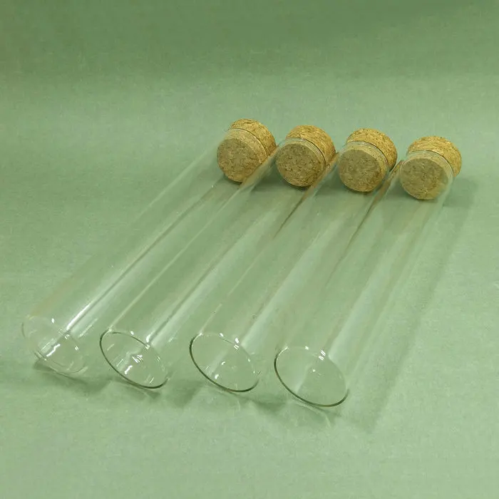 10pcs/pack 30x100mm Clear Lab Glass Test Tube With Cork Stoppers Flat