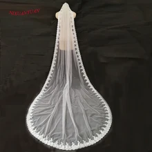 NIXUANYUA элегантный фата до пола кружева, крайний слой свадебная вуаль белый фатин свадебная фата с металлическая расческа настоящая