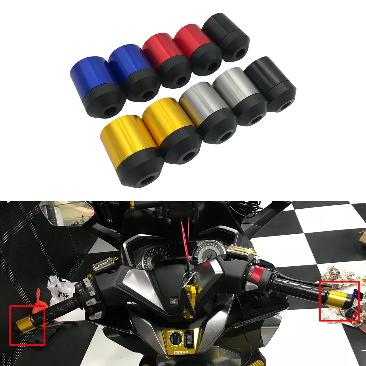 

Scooter Stainless Steel Handle grip end For Honda Forza 125 200 Forza 300 2010-2019 2020 Motorcycle Handlebar Grips Bar Ends
