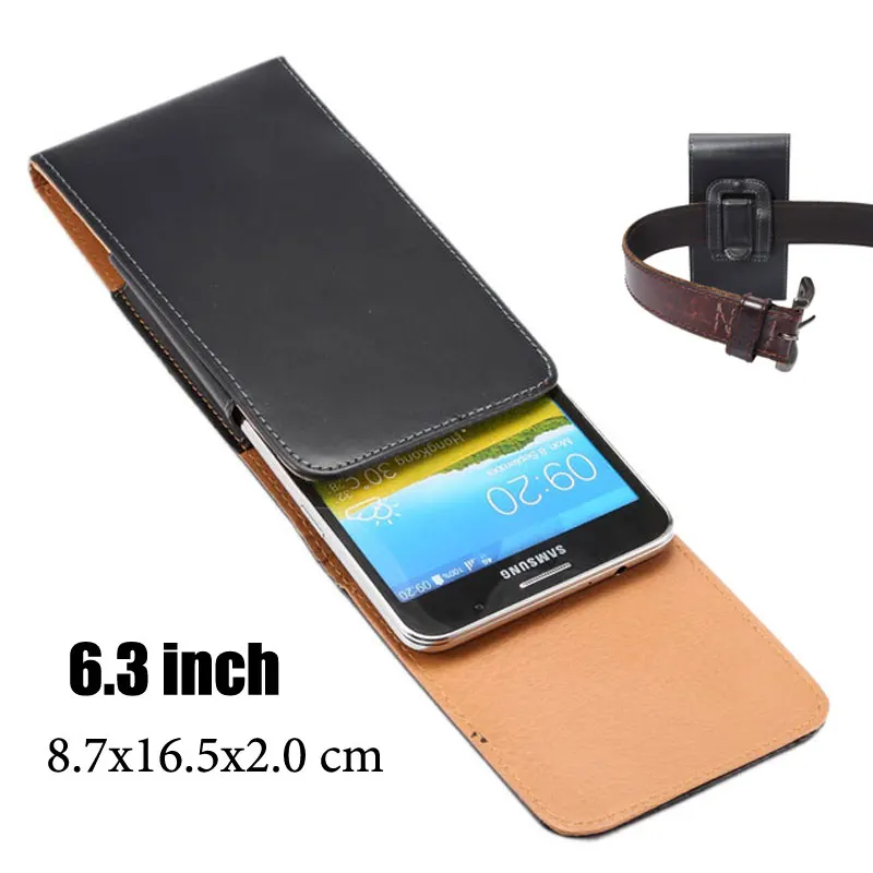 Чехол для смартфона менее 6 3 дюймов кожаный чехол с зажимом ремня Galaxy MEGA i9200 i9208 i9205