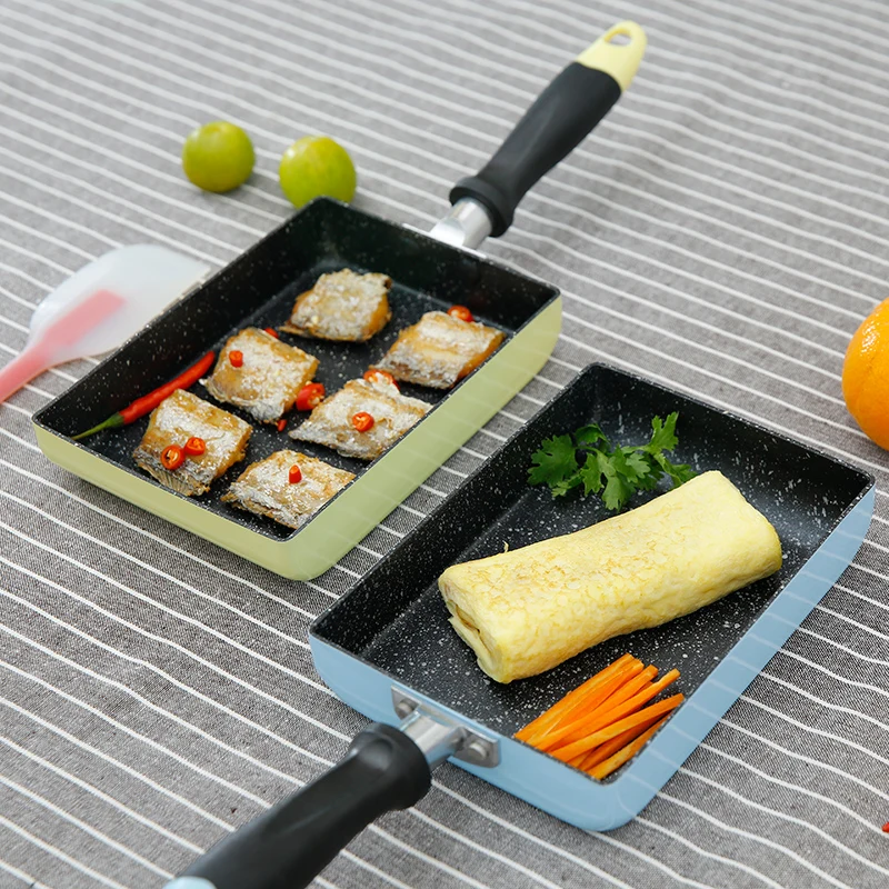 Cena 13x18cm japońskie jajko Tamagoyaki omlet patelnia Nonstick prostokąt patelnia ze stopu Aluminium Mini Sushi naleśnikarka naczynia kuchenne