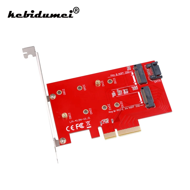 

NGFF TO PCIE X4 Adapter M Key B Key Dual Interface Card M.2 NVMe Extended SSD Support PCI Express 3.0 2230 2242 2260 2280 M2 SSD