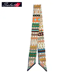 SALUTTO твил-y Высокое качество 100*5 цветочный маленькие печатные шарф ручкой бандо оголовье галстук многофункциональный оптовая ленты