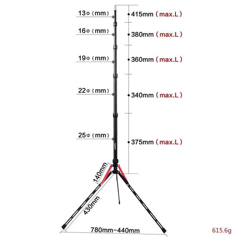  Fosoto FT-190B Red Led Light Tripod Stand Bag 2.2m Head Softbox For Photo Studio Photographic Light