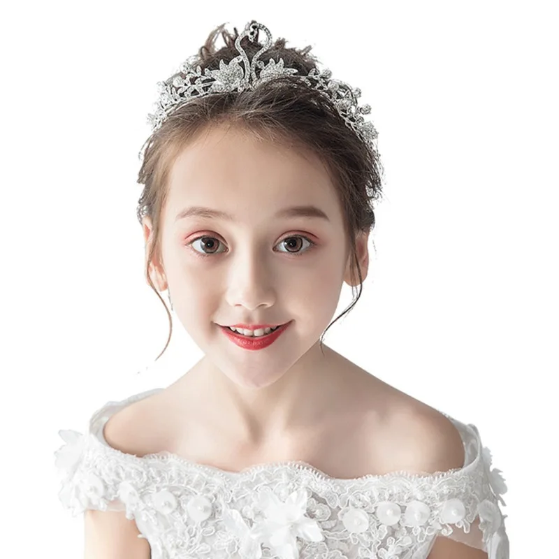 Children's Crown Headdress Princess Girl Crown Headband Cute Crown Crystal Flower Wedding Party Accessories Photography Props - Цвет: E