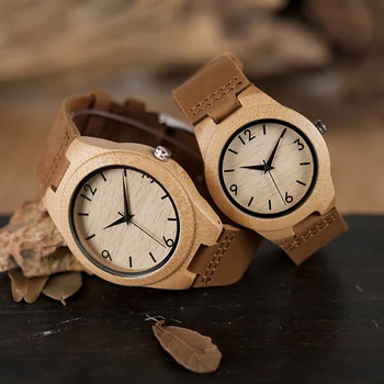 

BOBO BIRD Lovers' Watches Genuine Leather Strap Japanese Quartz Movement Wristwatch Drop Shipping