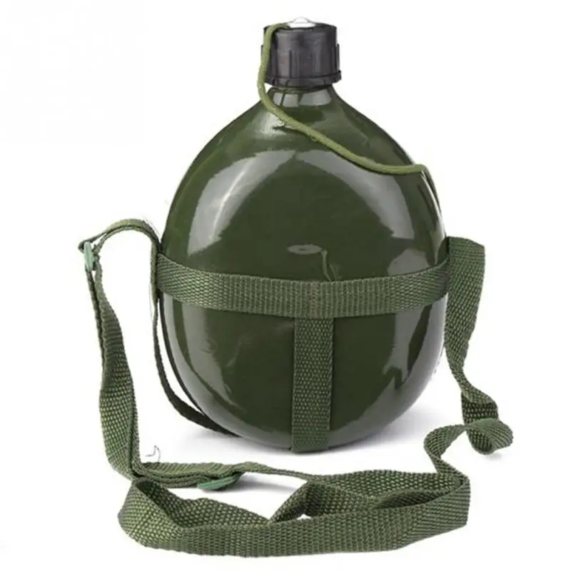 

1.5L Army Green Outdoor Sport Military travel hiking Water Bottle Aluminum Portable Cup Tactical with Adjustable Shoulder Strap