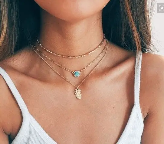

2018 Boho Pineapple Choker Necklace Women Chain Chocker Body Jewelry Fashion Statement Collier Collares