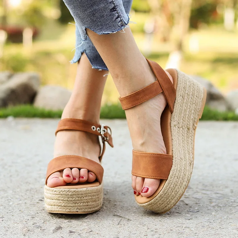 

ADISPUTENT Women Shoes Summer Wedge Espadrilles Women Sandals Peep Toe Gladiator Sandals Lady Casual Shoes Platform Sandals 2019