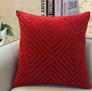 High Quality Crystal Linen Flocking Pillow Sofa Waist Throw Cushion Cover Home Decor Cushion Cover Gift - Цвет: red