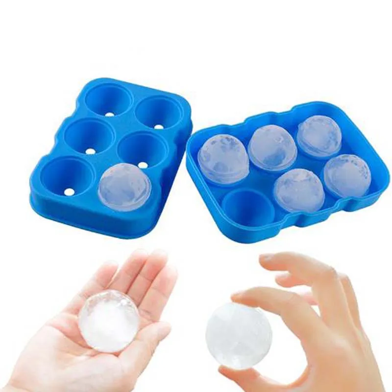 Whiskey Cocktail Big Ice Cube Tray 6 Holes Ice Cube Form Round Shaped