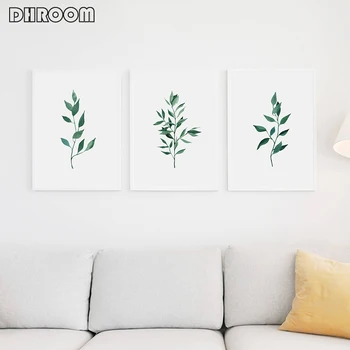 

Watercolor Fern Wall Art Canvas Posters Prints Italian Ruscus Paintings Green Leaf Wall Picture for Living Room Botanical Decor