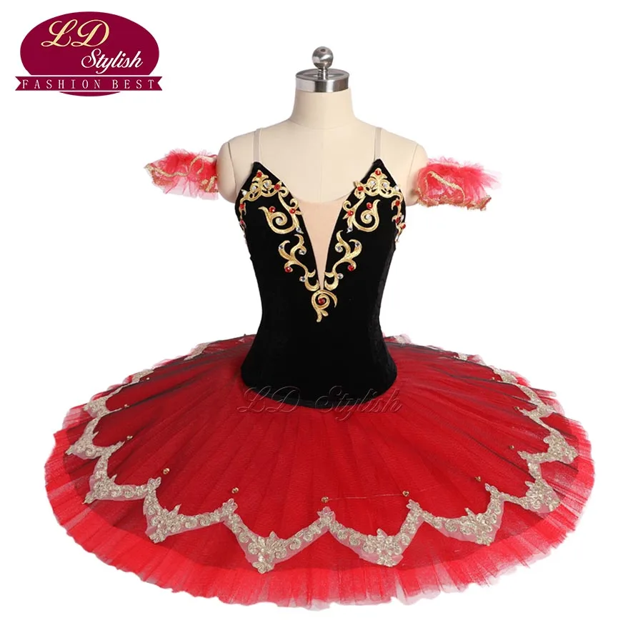 

New Arrival Adult Black Red Professional Ballet Tutu Costumes Don Quixote Performance Competition Ballet Apperal Women Dancewear