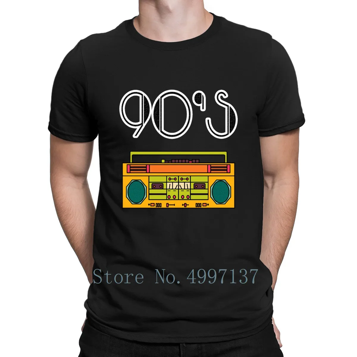 90s Vintage Design Retro Radio Cassette Tape T Shirt Tee Designs Casual Spring Autumn Sunlight Round Neck Leisure |