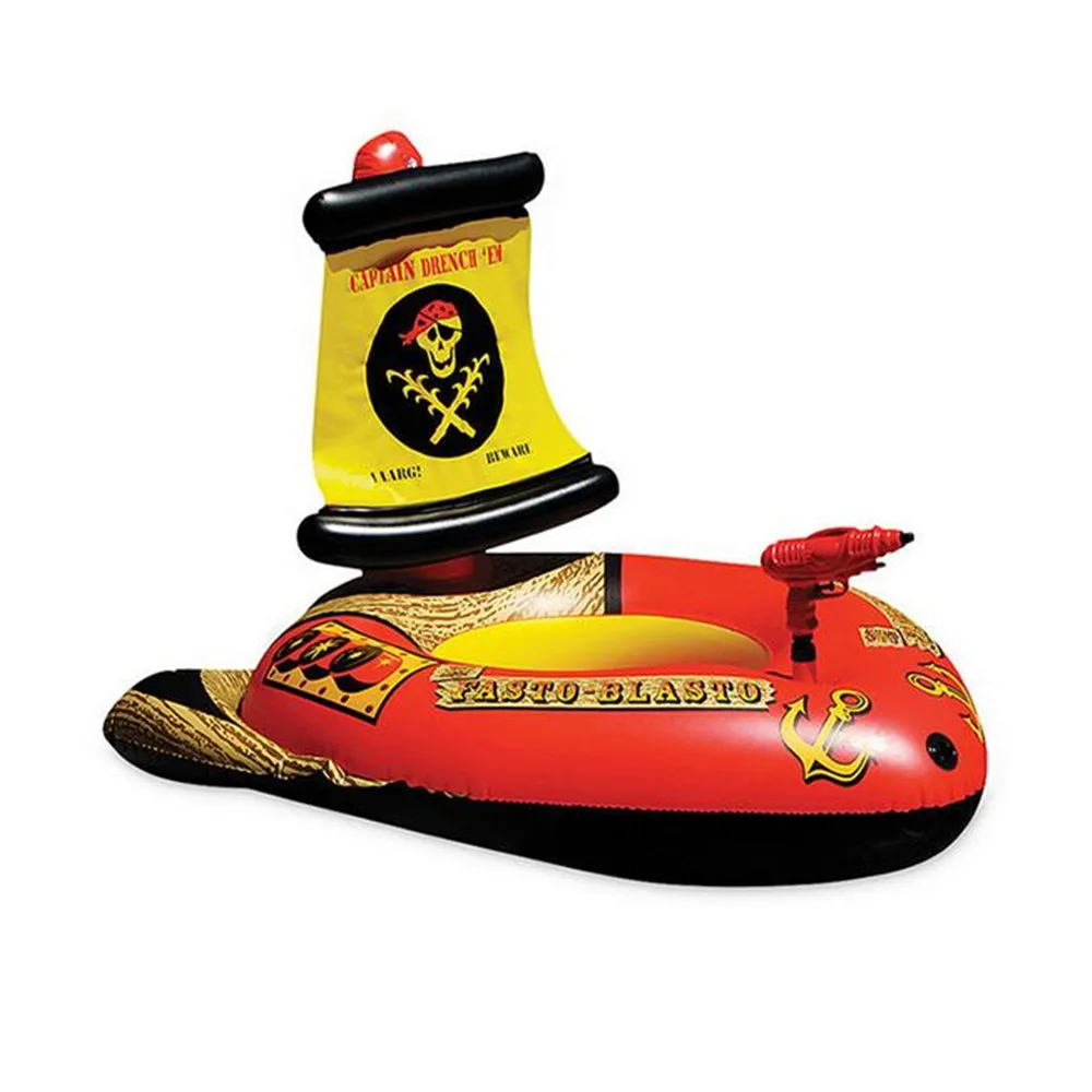 

Funny Inflatable Swimming Floating Bed Children Water Gun Pirate Ship Swimming Ring Pool Water Toys Inflatable Cushion NEW