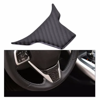 

DWCX Car Black Front Carbon Fiber Steering Wheel Panel Cover Decoration Trim Fit for Honda Civic 2016 2017 Molding Cover Frame