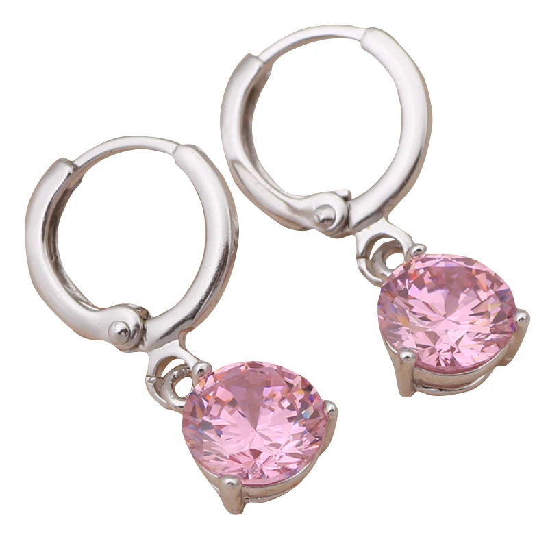 

Best gifts Wholesale Designers! white gold color Crystal fashion Jewelry Pink Zircon Drop Earrings JE380A