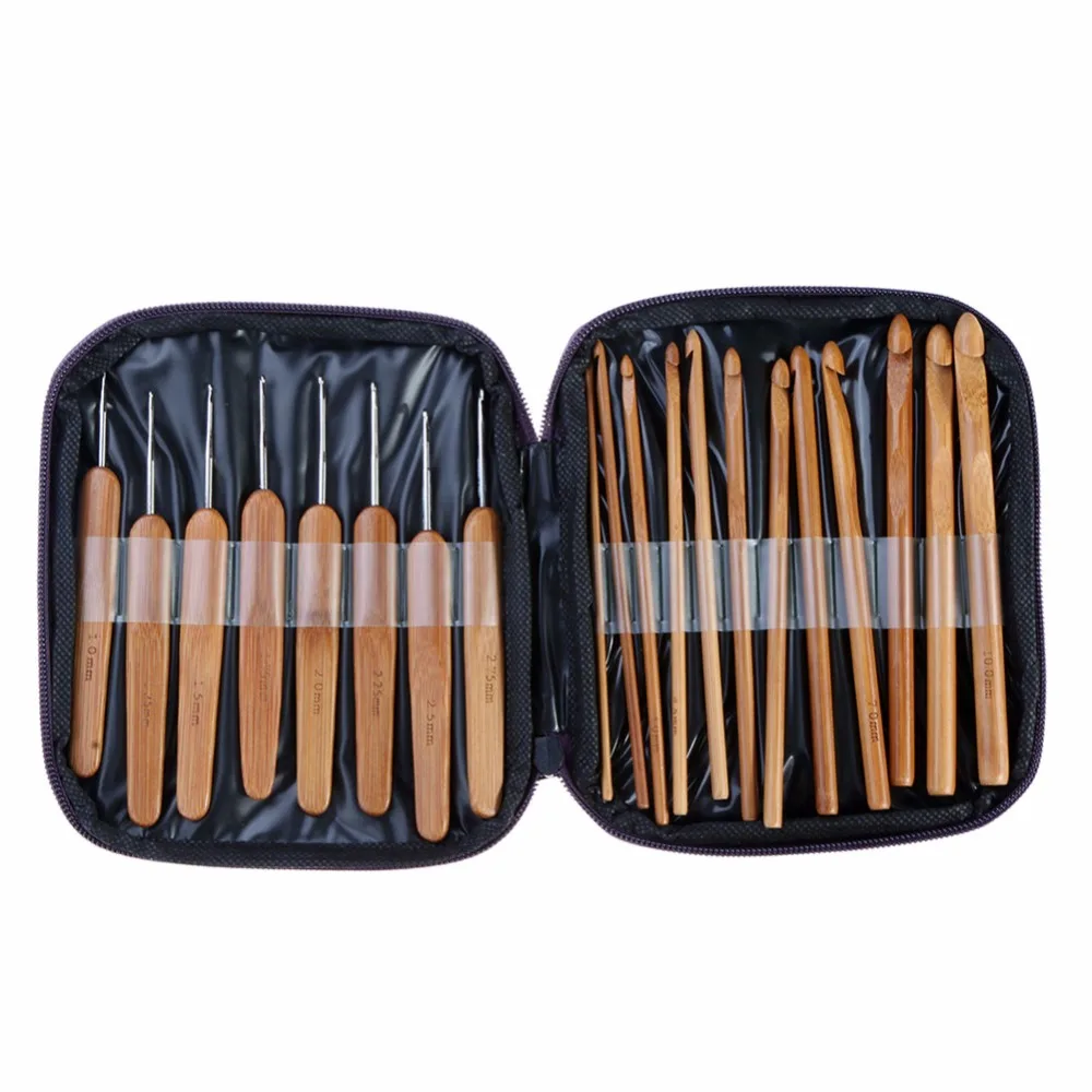 20Pcs set Bamboo Crochet Hooks Set font b Baby b font Knitting Needles DIY Weave Needle