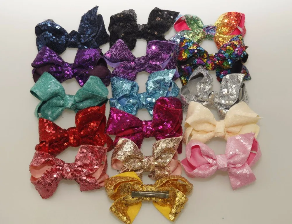 

wholesale 120Ps/lot 5" Rainbow Sequin Bow with Clip Girls Handmade Boutique Bling Bows Barrettes Hairgrips Kids Hair Accessories