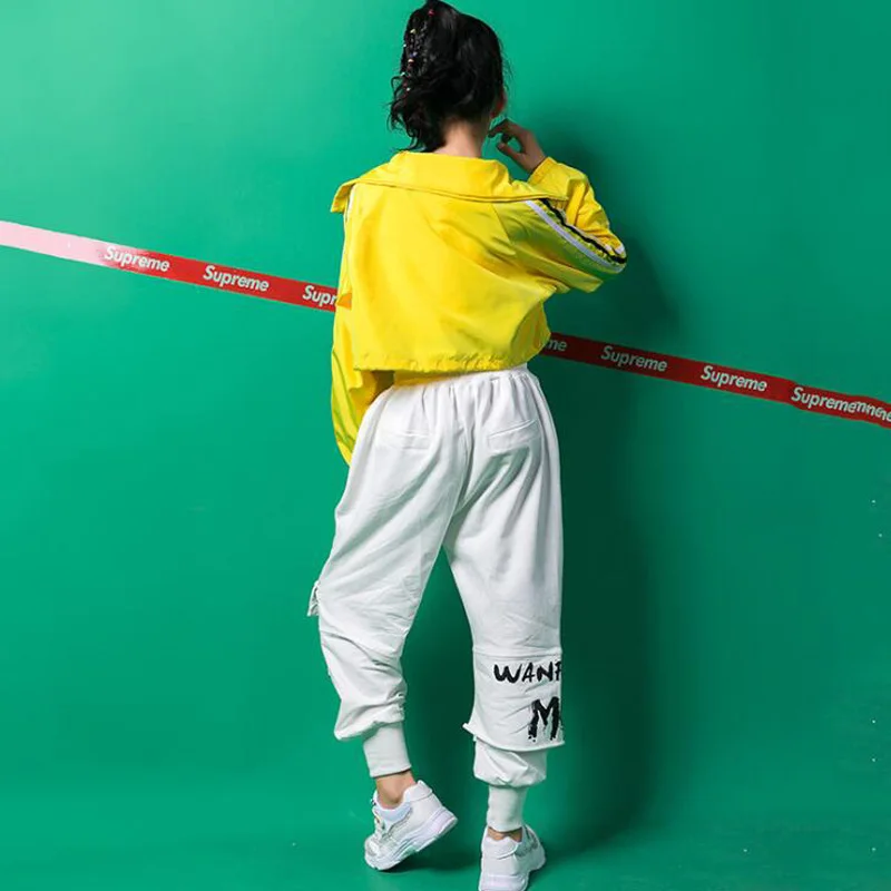 Girls Loose Jacket Jazz Dancing Costumes Clothing Suits Kids Ballroom Hip Hop Dance Outfits Stage wear Performance Clothes