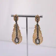 5 пар золотистый элегантный браслет золотые серьги, с КАЭ глаз камень и кристалл циркон проложили металлические медные серьги-гвоздики