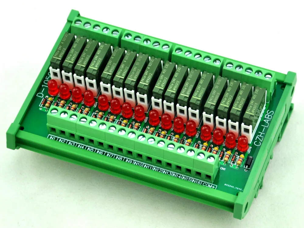 

Slim DIN Rail Mount DC24V Sink/NPN 16 SPST-NO 5A Power Relay Module, APAN3124