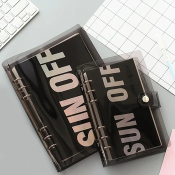 

A5A6 Black PVC Notebook Accessory Sheet Shell Office School Transparent Concise 6 Holes Binder Planner Cover Buckle Journal