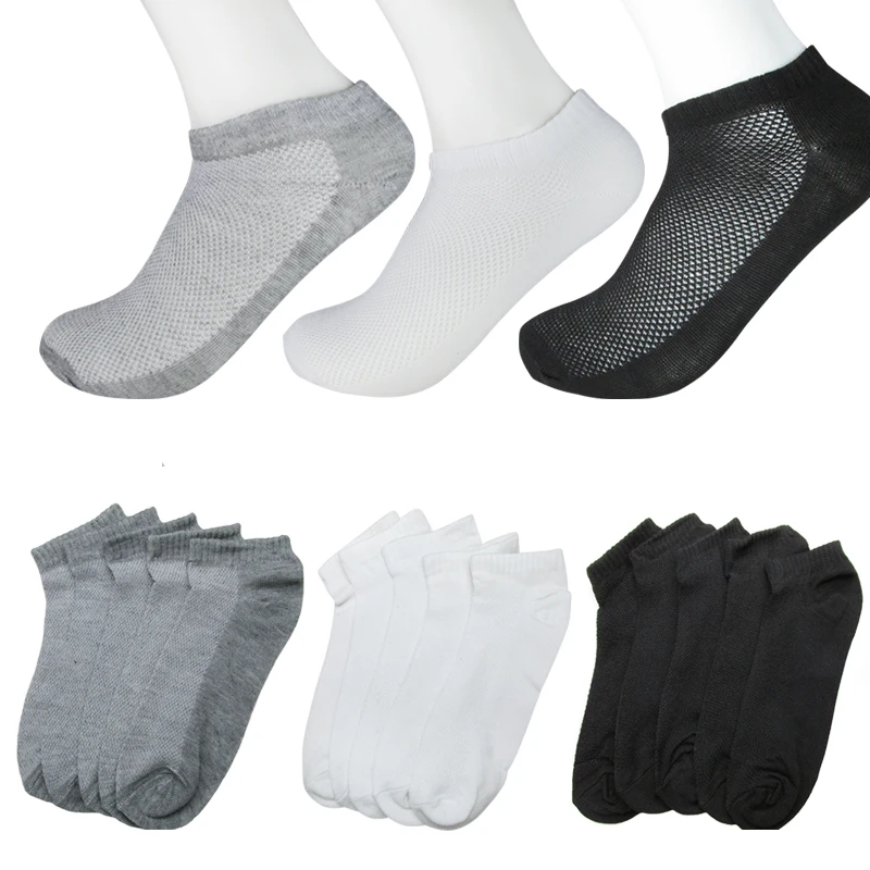 10 шт. = 5 пар, однотонные сетчатые мужские носки, невидимые носки по щиколотку, мужские летние дышащие тонкие носки-башмачки, горячая Распродажа