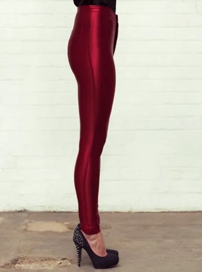 high waisted shiny disco pants, high waist lady disco pants