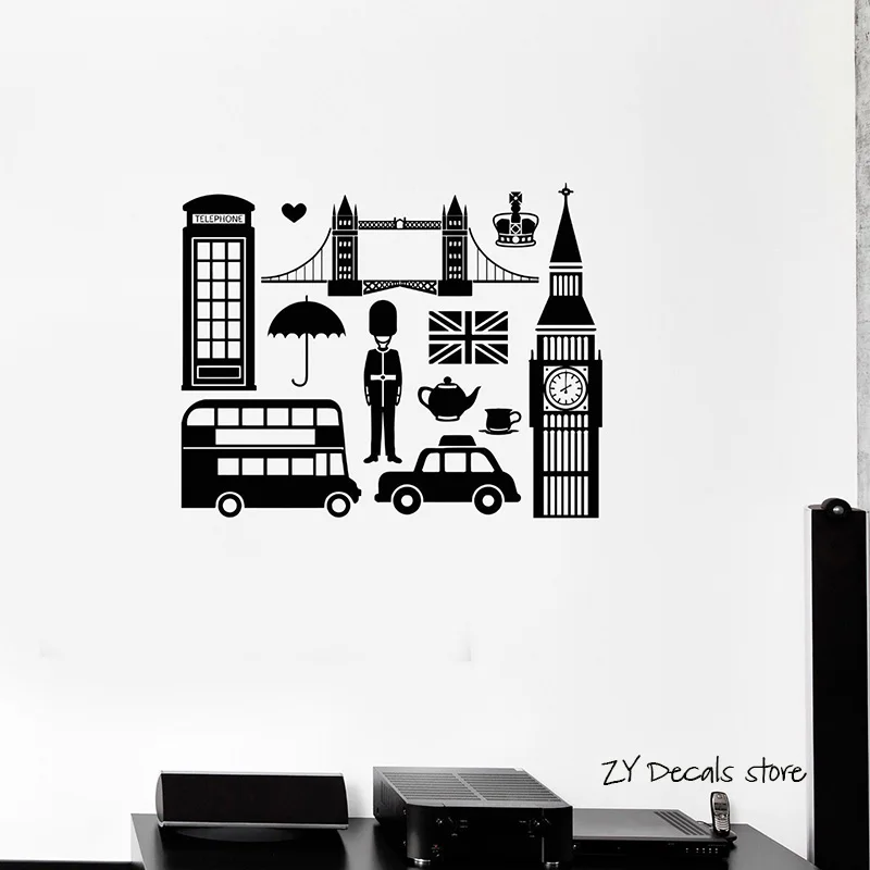 

English England Symbol Wall Decals Big Ben London Wall Stickers Bedroom Decoration Mural Wallpaper Diy Wall Decor L382