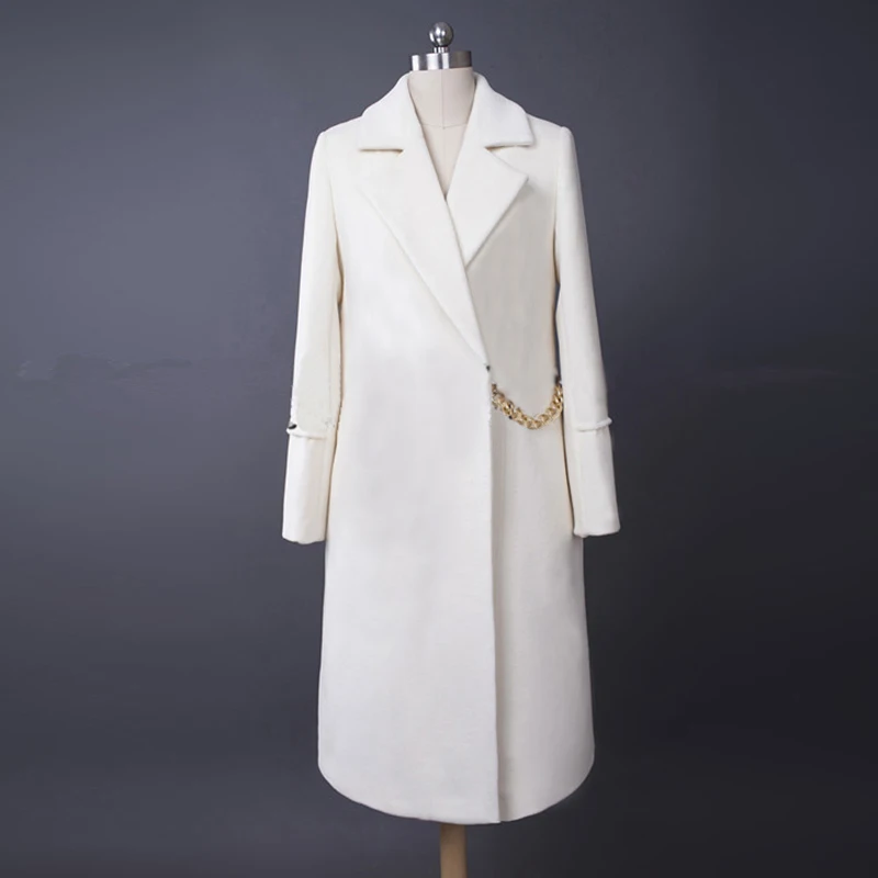 HIGH QUALITY New Winter 2016 Runway Designer Coat Women's Long Sleeve Chain Victoria Wool Coat Outer Overcoat size XS-XXL HIGH QUALITY New Winter 2016 Runway Designer Coat Women's Long Sleeve Chain Victoria Wool Coat Outer Overcoat size XS-XXL