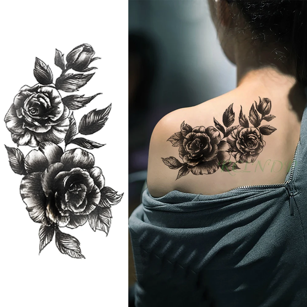 

Waterproof Temporary Tattoo Sticker Rose Flower Personality Fake Tatto Sexy Flash Tatoo Hand Arm Foot Tato for Girl Women Men